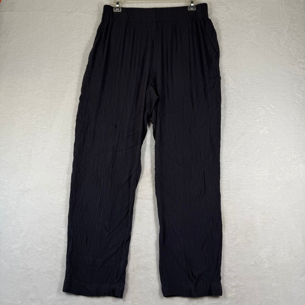 Loft Outlet Womens Medium Gray High Rise Straight Textured Viscose Pants Relaxed
